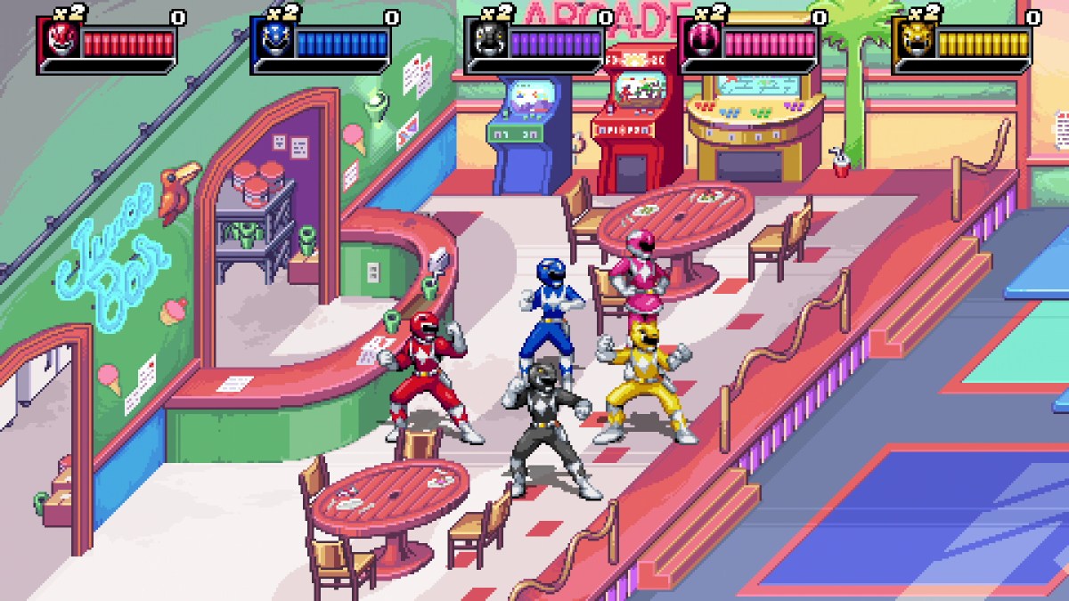 Die Power Rangers in einer Spielhalle in Rita's Rewind.