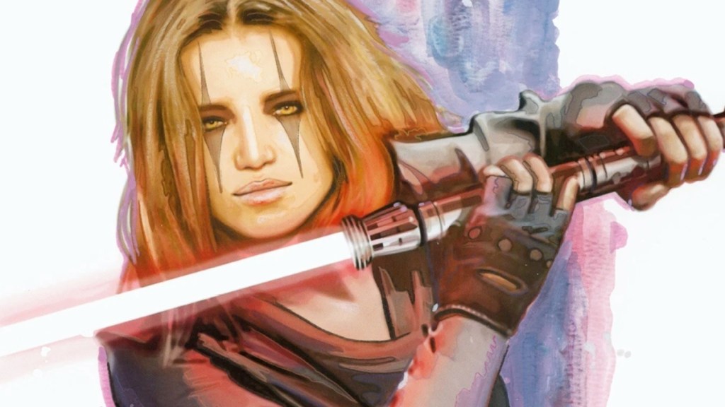 Kunstwerk von Star Wars Sith-Lord Darth Zannah mit ihrem Lichtschwert
