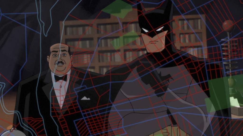 Batman und Alfred in der Bathöhle in Batman: Caped Crusader Staffel 1