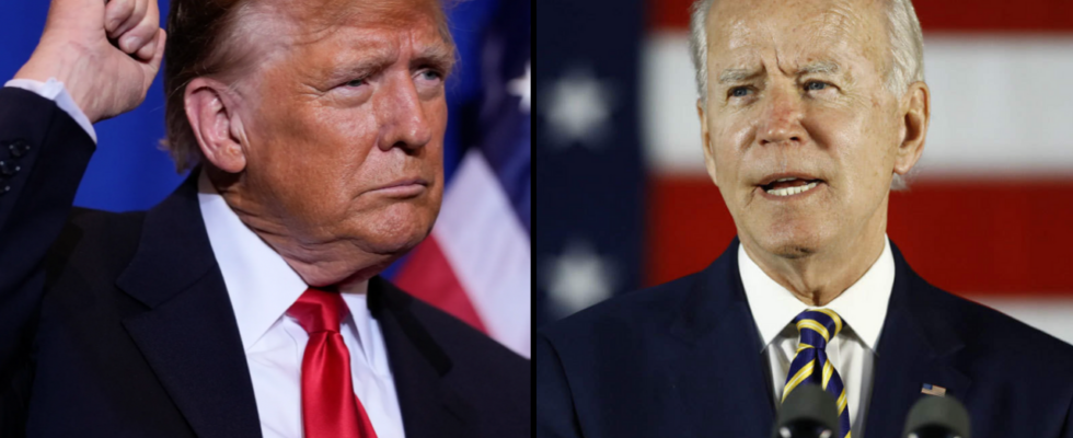 Donald Trump haelt sich bedeckt waehrend Joe Biden wegen seiner
