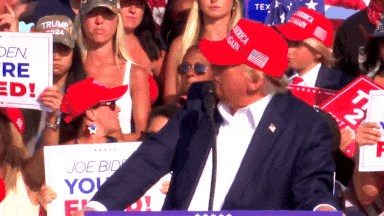 Video Moment in dem Donald Trump waehrend einer Kundgebung angegriffen