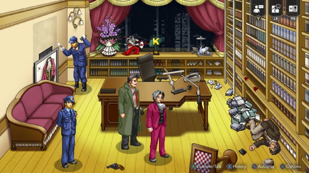 Ein Foto, das die Original-Sprites der Ace Attorney Investigations Collection in einem Artikel mit einer Vorschau auf das kommende Spiel zeigt
