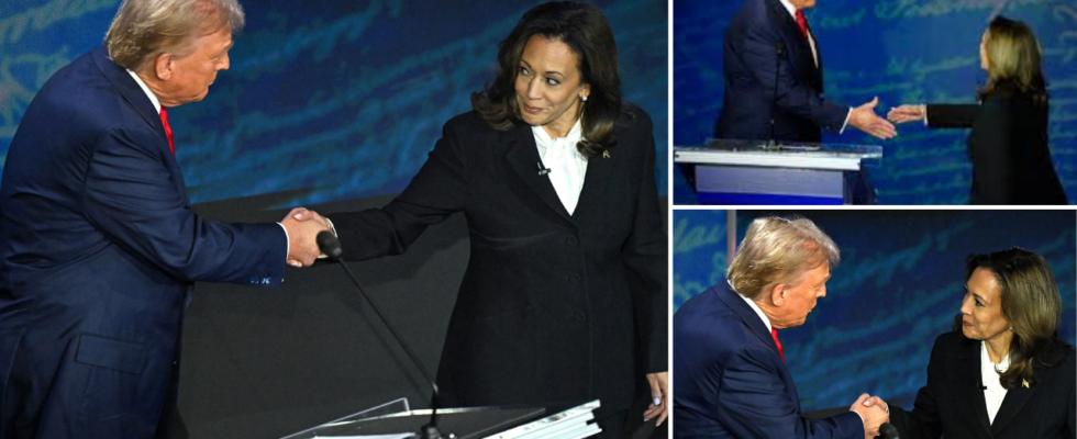 Donald Trump und Kamala Harris geben sich bei ihrem ersten