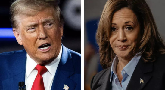 Trump Harris Debatte Kamala Harris wird auf der rechten Seite