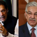 Verteidigungsminister Khawaja Asif Ehemaliger pakistanischer Premierminister Imran Khan muss sich.cm