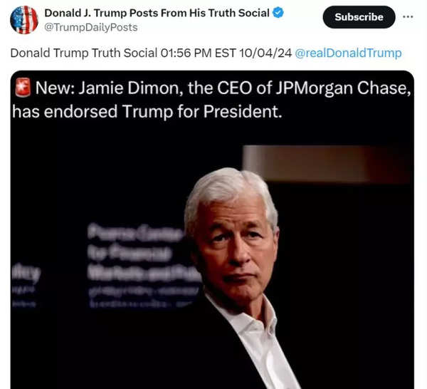 Trump wirbt für gefälschte Empfehlungen des CEO von JPMorgan