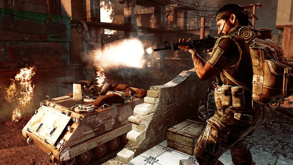 Frank Woods feuert in Black Ops 1 eine Waffe ab