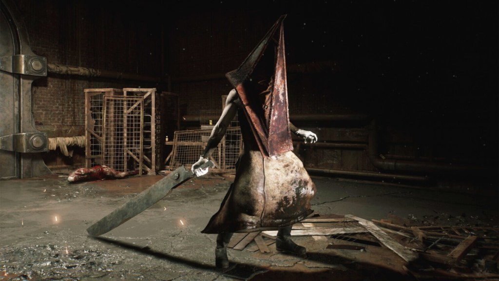 Silent Hill 2, Pyramid Head schleppt sein Messer.