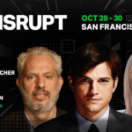 Ashton Kutcher Effie Epstein und Guy Oseary kommen zu Disrupt