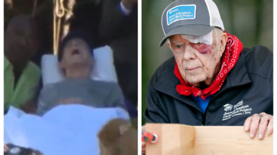 Jimmy Carter Foto von Jimmy Carter in der Abstimmungswarteschlange viral