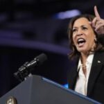 Kamala Harris Kamala teilt eine Montage von Trump bei der