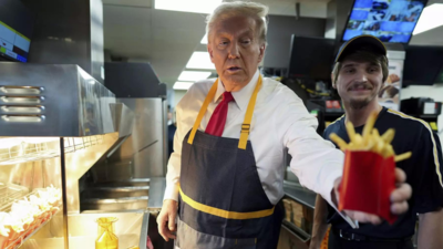 „15 Minuten laenger gearbeitet als Kamala … Trump besucht McDonalds