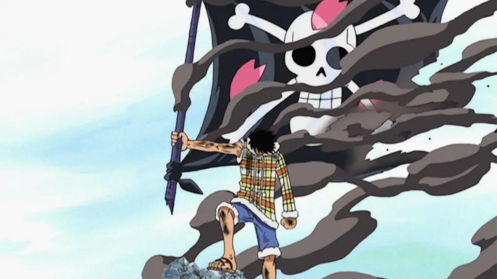 Ruffy hält eine Flagge in Drum Island in One Piece als Teil eines Artikels über Filme und Shows, die man sich nach Metapher Re:Fantaszio ansehen sollte.