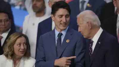 Ausserhalb des Bildes Biden Trudeau und Meloni verpassen „Familienfoto beim