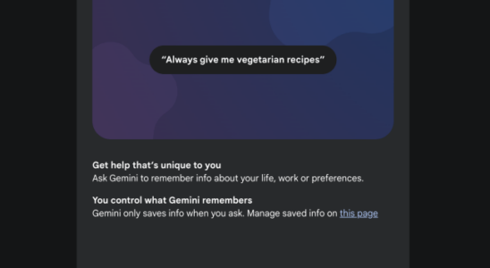 Der Gemini Chatbot von Google verfuegt jetzt ueber Speicher