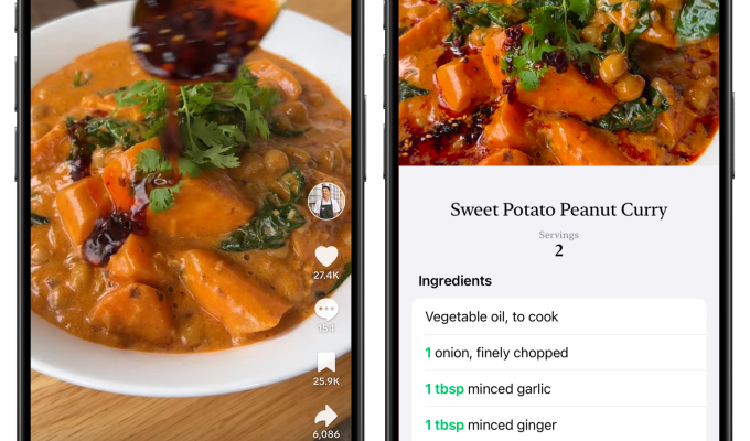 Die Pestle Rezept App kann jetzt Gerichte von TikTok speichern