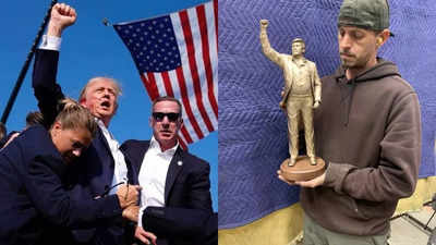 Donald Trump Statue „Passende Hommage Wie die riesige „Fight Fight Fight Statue