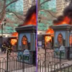 Am Weihnachtsmarktstand im Bryant Park in New York bricht Feuer