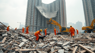 Einsturz einer Baustelle in Suedchina Suche nach 13 vermissten Arbeitern