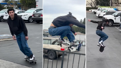 Faehrt dieser Luigi Mangione Skateboard Virales Video versetzt Internetnutzer in