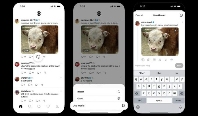 Instagram Threads fuegt die Funktion „Medien verwenden zum erneuten Teilen