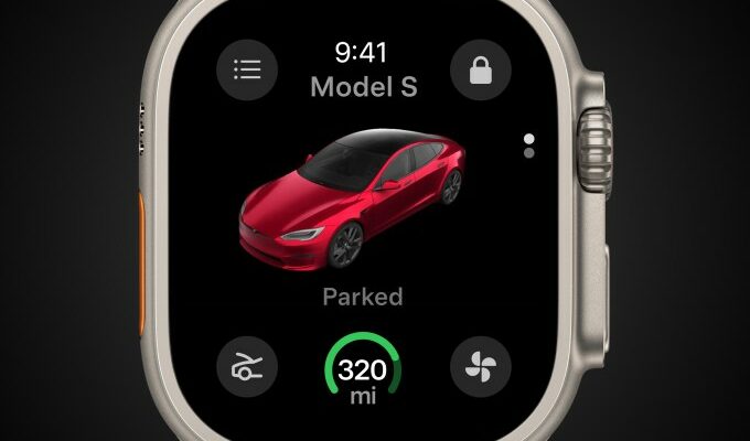 Zu den Tesla Updates gehoeren die Apple Watch App und ein Furzstreich