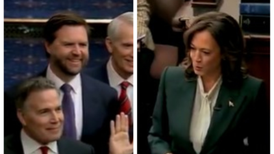 Kamala Harris JD Vance Viral Video Kamala Harris eidigt Senatsmitglieder