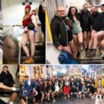 Tag ohne Hosen Passagiere ohne Hosen in der Londoner U Bahn