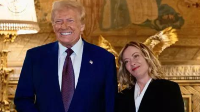 „Fantastische Frau Trump empfaengt die italienische Premierministerin Meloni zum Abendessen