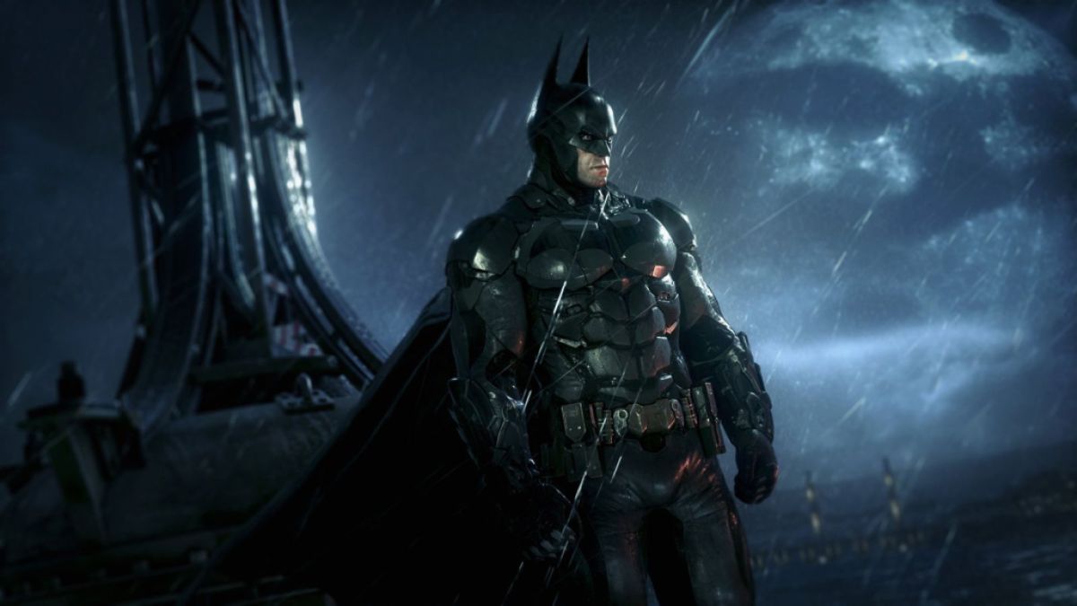 Batman auf einem Dach in Arkham Knight.