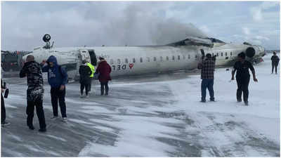 Delta Airlines Flugcrash Lands am Toronto Pearson International Airport acht verletzt