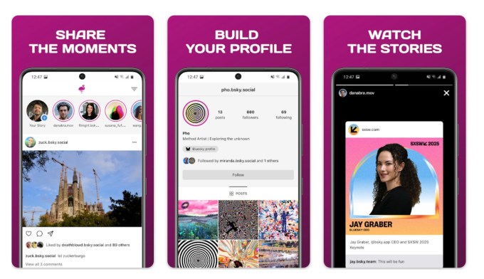 Pinksky ist auf Bluesky gebaut und bringt seine Instagram aehnliche App