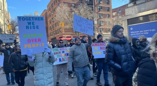 Tausende protestieren gegen Elon Musks Doge in NYC am Praesidententag