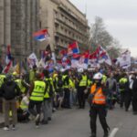 Serbien Oeffentliche Empoerung im historischen Belgrad Protest aufzeigen