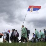 Serbienproteste Serbiens Hauptstadt Belgrad Belgrad vor einem grossen Rallye der