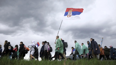 Serbienproteste Serbiens Hauptstadt Belgrad Belgrad vor einem grossen Rallye der