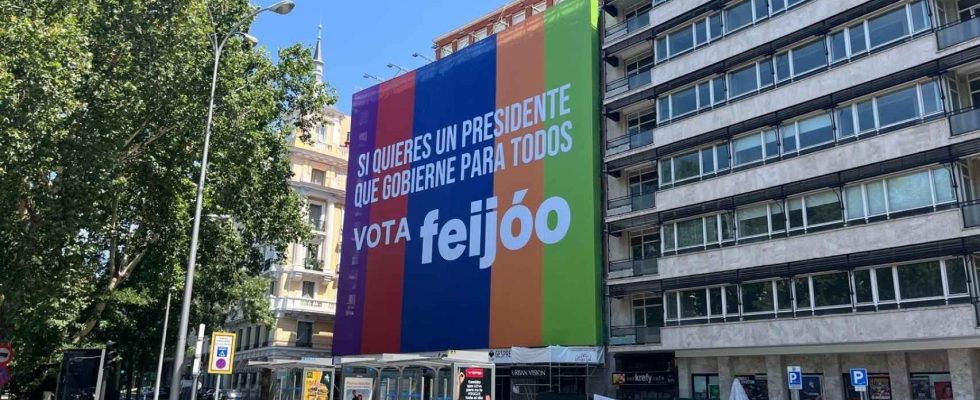 Le PP recouvre un immeuble a Madrid dune toile multicolore