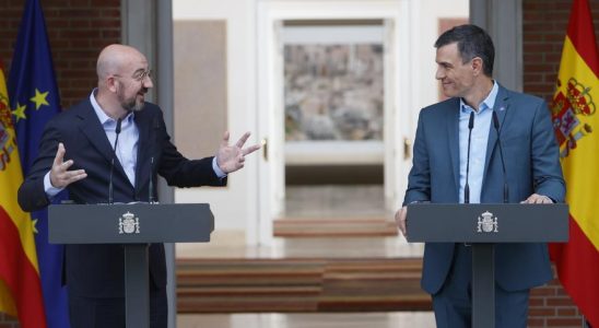 Pedro Sanchez rencontre le president du Conseil europeen a Moncloa