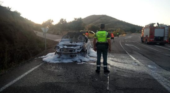 Une voiture incendiee sur lA 1503 Saragosse apres avoir subi une
