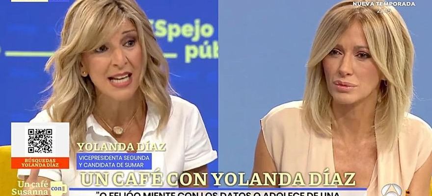 Yolanda Diaz enumere les mensonges de Feijoo devant Susanna Griso