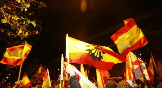 Manifestation au siege du PSOE a Saragosse contre lamnistie