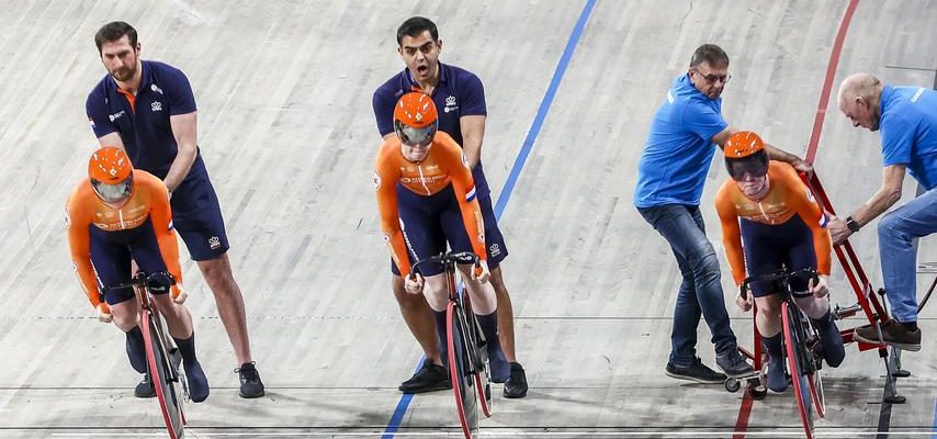 Des cyclistes sur piste superieurs remportent la septieme medaille dor