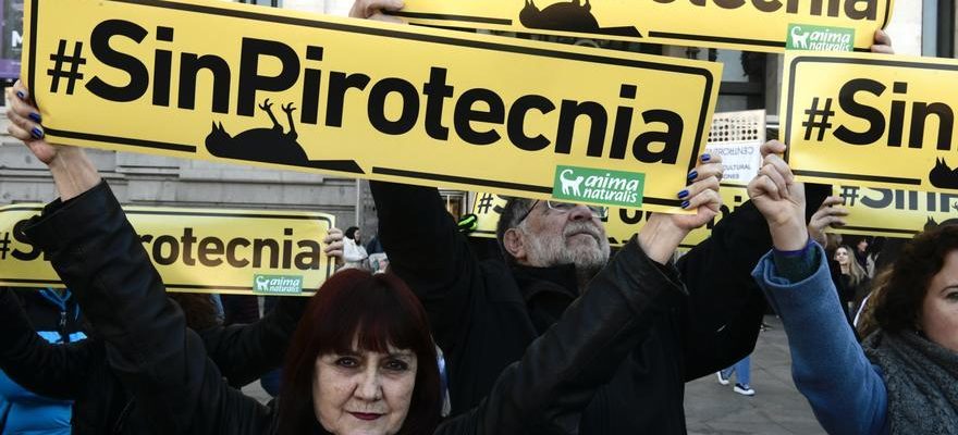 Manifestation contre la mascleta de Madrid
