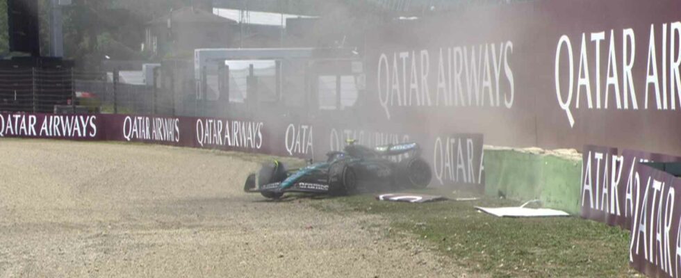 gros crash contre le mur et drapeau rouge lors des