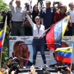 VENEZUELA MADURO MACHADO Corina Machado mene la manifestation de