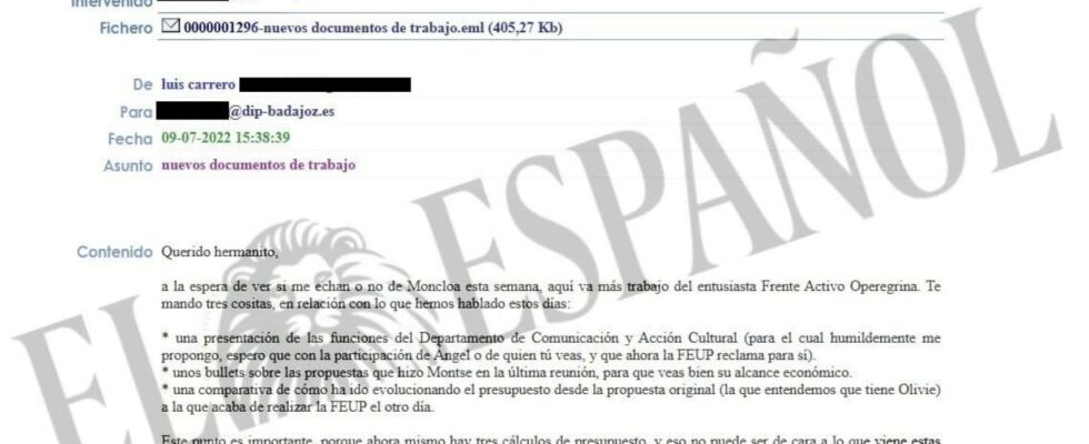 le mail dans lequel lami du frere de Sanchez a Moncloa