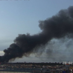 Le feu dune nef de la Cobo Calleja de Fuenlabrada