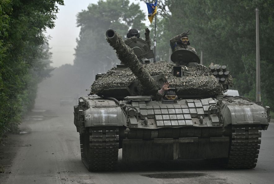 A Ukrainian tank in the Donetsk region (east) on June 28, 2023