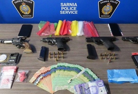 Three charged after gun fentanyl seizure Sarnia police