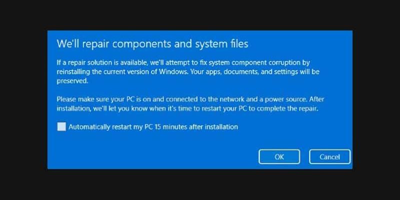 Windows 11 in place repair feature introduced